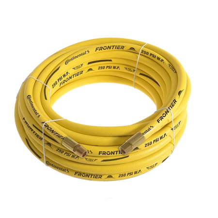 3/8 X 100' Yellow EPDM Rubber Air Hose, 300 PSI, 1/4 MNPT X FNPSM